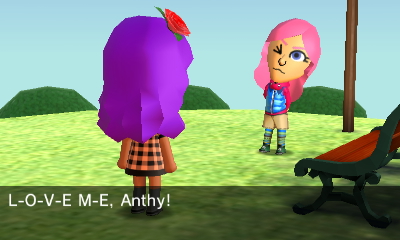 utena saying L-O-V-E-M-E Anthy to anthy doing cute pose